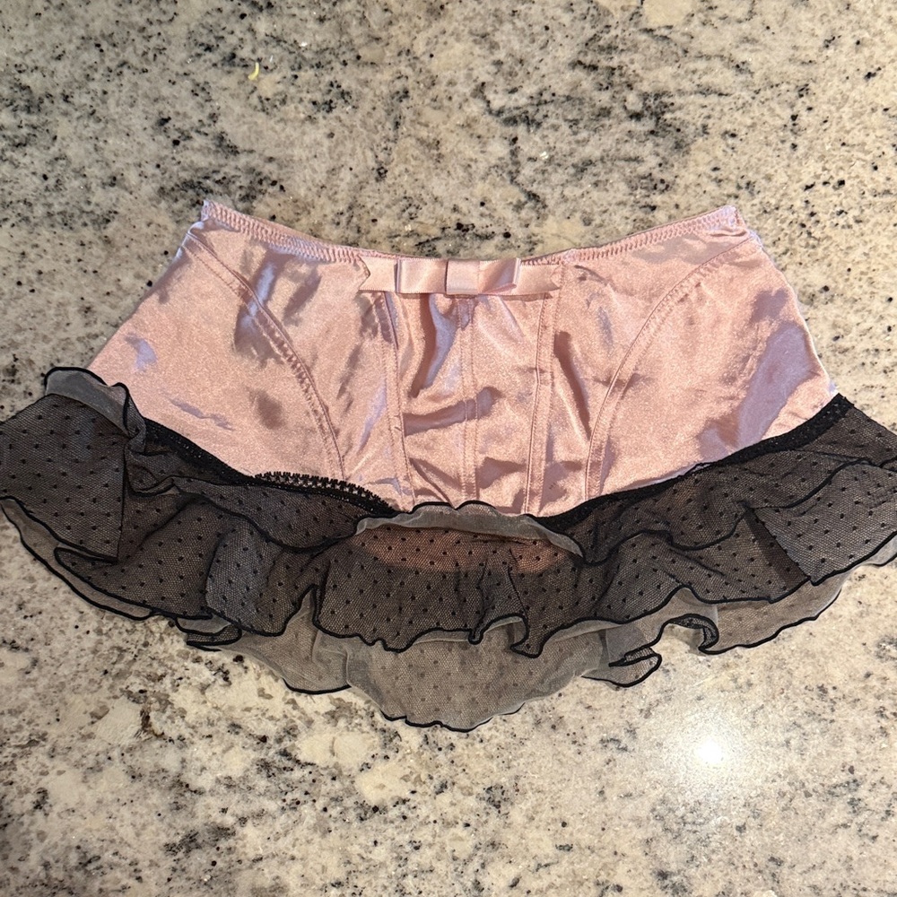 Jezebel Pink and Black Ruffled Mini Slip